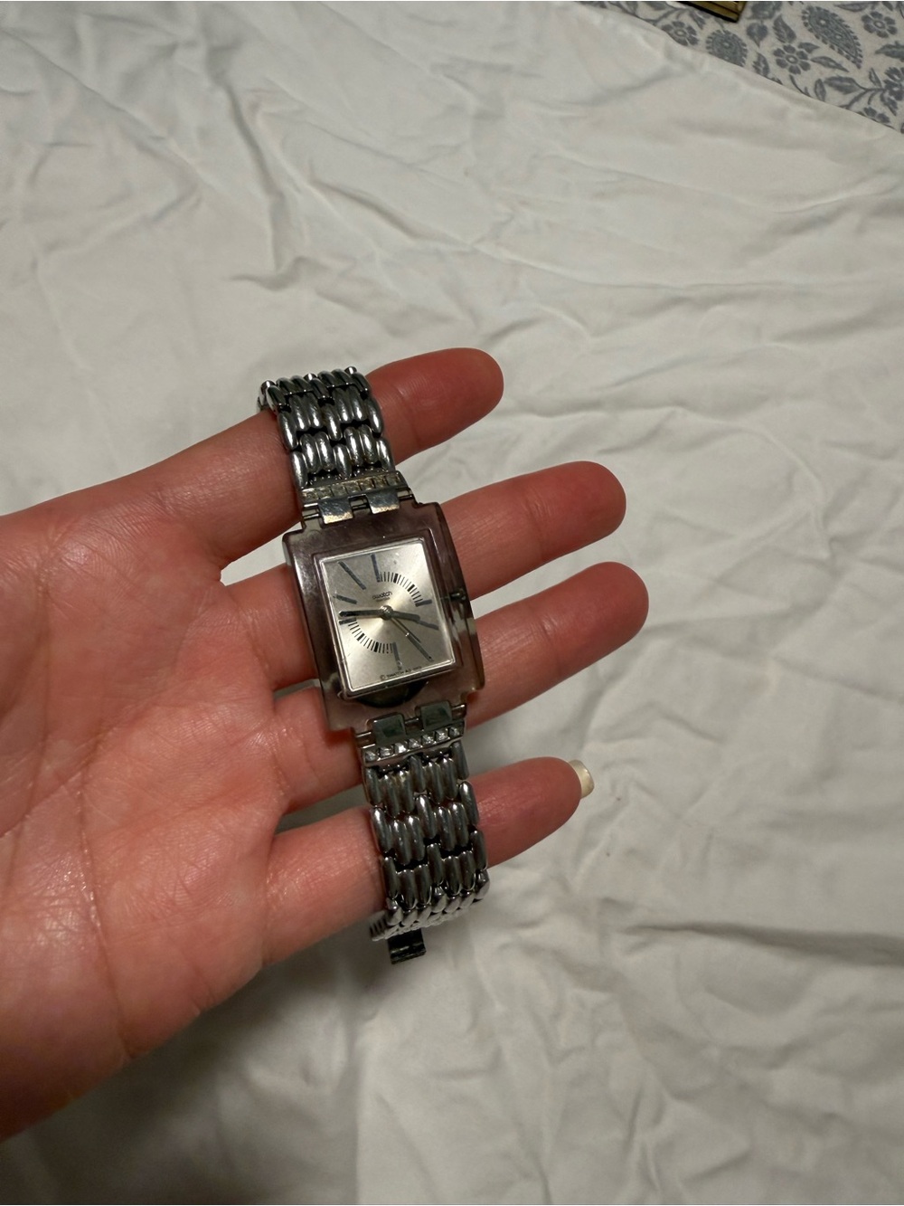 Silver Link Bracelet Watch - Classic Rectangular Dial